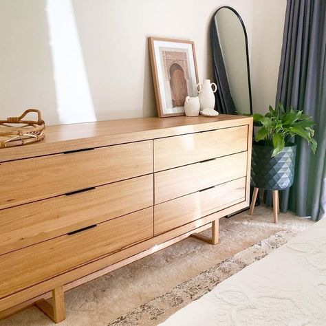 Nick Scali on Instagram: “The Padrone dresser’s unique leg design and neutral timber tones adds a calm and relaxing feel to this bedroom space. It’s understated,…” Japandi Dresser, Nick Scali, Eclectic Bedroom Design, Japandi Design, Bedroom Cabinets, Eclectic Bedroom, Teen Bedroom, Bedroom Inspo, First Home