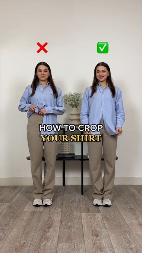 Make Crop Top, Diy Clothes Hacks, Crop Top Style, Simple Casual Outfits, Daily Hacks, Shirt Hacks, Mode Turban, Trendy Crop Tops, Diy Hack