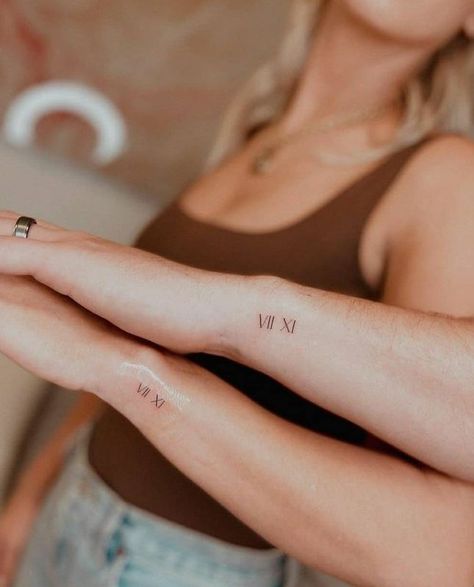 Matching Tattoos With Significant Other, Elopement Tattoo Ideas, Small Tattoos For Husband, Tattoos To Get For Your Husband, Mark 10:9 Tattoo Couple, Partner Matching Tattoos, Tiny Tattoos Couples, Husband Wife Matching Tattoos, One Life One Love Tattoo