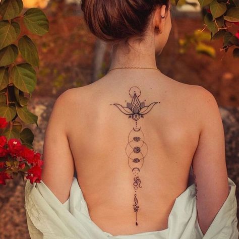 Tattoo Spine Women, Back Tattoos For Women, Floral Back Tattoos, Empowering Tattoos, Cool Back Tattoos, Waist Tattoos, Spine Tattoos For Women, Different Tattoos, Back Tattoo Women