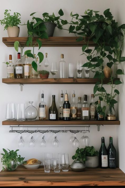 85 Artistic DIY Bar Shelf Concepts You will Love (2024)- #bar #Creative #DIY #Ideas #Love #Shelf #Youll Check more at https://howcandothis.com/homedecoration/85-artistic-diy-bar-shelf-concepts-you-will-love-2024-2/ Diy Mini Bar Cabinet, Wall Bar Ideas For Home, Diy Bar Shelf, Diy Bar Shelf Ideas, Diy Bar Shelves, Wall Bar Ideas, Floating Bar Shelves, Bar Shelf Ideas, Bar Makeover