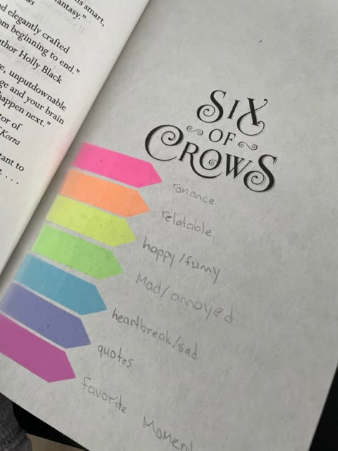 Book Tagging Color System, Six Of Crows Annotation Key, Annotating Books Color Code, Annotations Ideas, Book Tabbing, Book Annotation Key, Annotation Key, Book Annotation Ideas, Annotation Tips