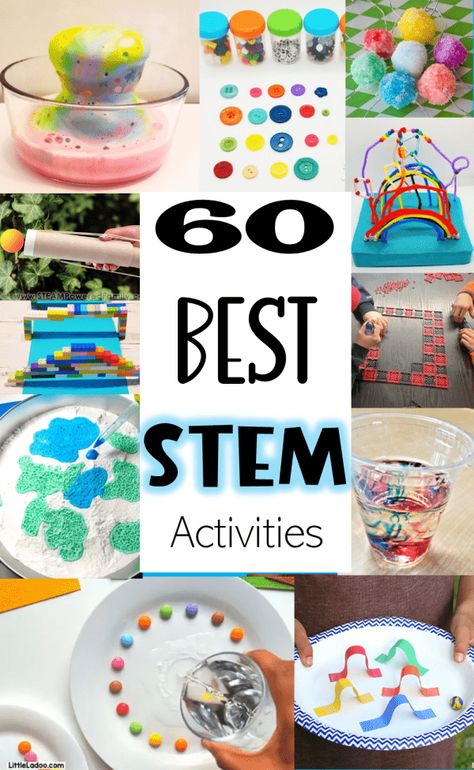 60 Best STEM Activities for Kids Summer Stem Activities, Toddler Stem, Kids Stem Activities, Stem Activities For Kids, Elementary Stem Activities, Fun Stem Activities, Summer Stem, Easy Stem, Stem Experiments