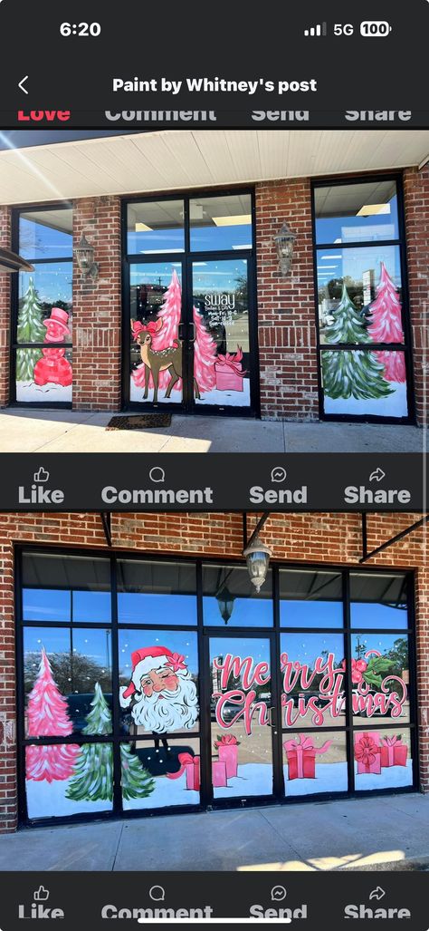 Bakery Window Art, Boutique Window Painting, Store Front Christmas Window Display, Windows Painting, Painting Windows, Winter Windows, Activities For Christmas, Window Painting Ideas, Window Paintings