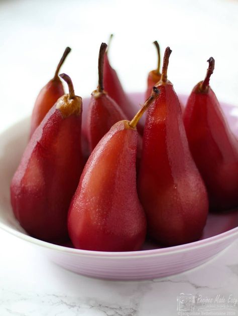 A simple dessert and yet surprisingly decadent. Pears poached in red wine by Recipes Made Easy is an ideal dish to make with pears that are not quite fully ripe. This classic dessert can make the perfect end to a meal. Serve hot or cold with cream or ice cream. Red Wine Poached Pears Recipe, Poached Pears Dessert, Red Wine Poached Pears, Pear Recipes Easy, Pears In Red Wine, Poached Pears Recipe, Red Pears, Wine Poached Pears, Red Wine Recipe