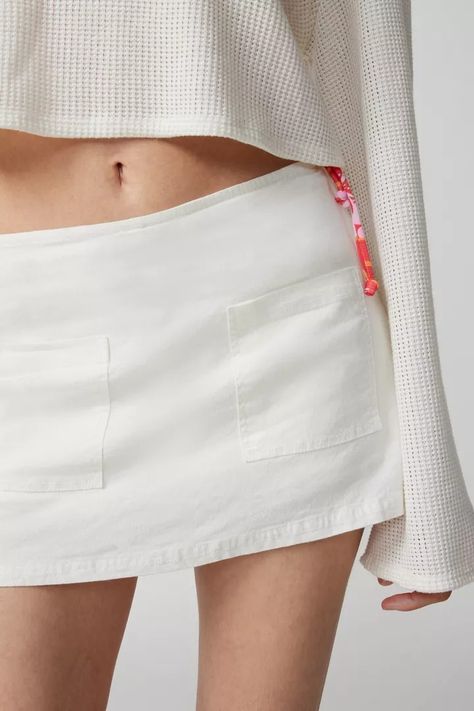 Women's Skirts: Denim, Midi + Mini | Urban Outfitters Skirts With Shorts Underneath, White Linen Mini Skirt, Linen Skirt Set, Linen Mini Skirt, Utility Skirt, Spring Break Outfit, White Mini Skirt, Baseball Outfit, Throw Over