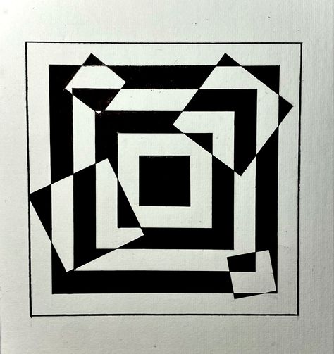 Black And White Illusion Art, Illusion Art Painting, Black And White Optical Illusions, Illusion Art Creative, Geometric Optical Illusions, Optical Illusion Drawings, Optical Illusions Drawings Easy, Easy Op Art, Optical Illusions Drawings