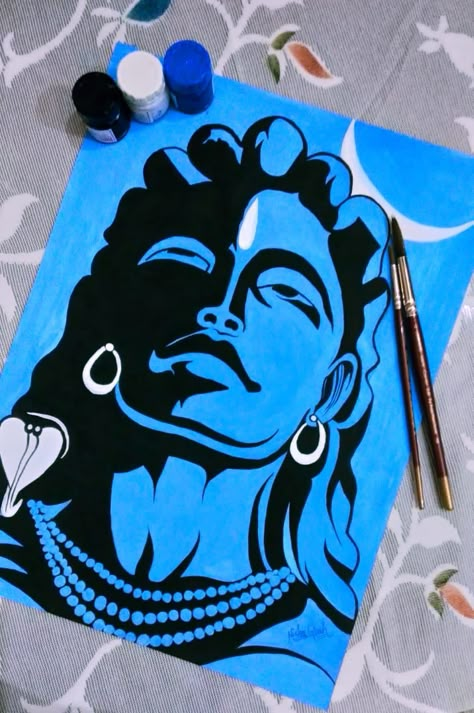 🙏🙏 Sivan Lord Painting Canvas, Shiv Ji Easy Painting, Shiv Painting Canvases Easy, Mahadev Canvas Painting, Shiv Sketch, Mahadev Painting, Mirror Canvas Art, God Painting, Pencil Drawings For Beginners