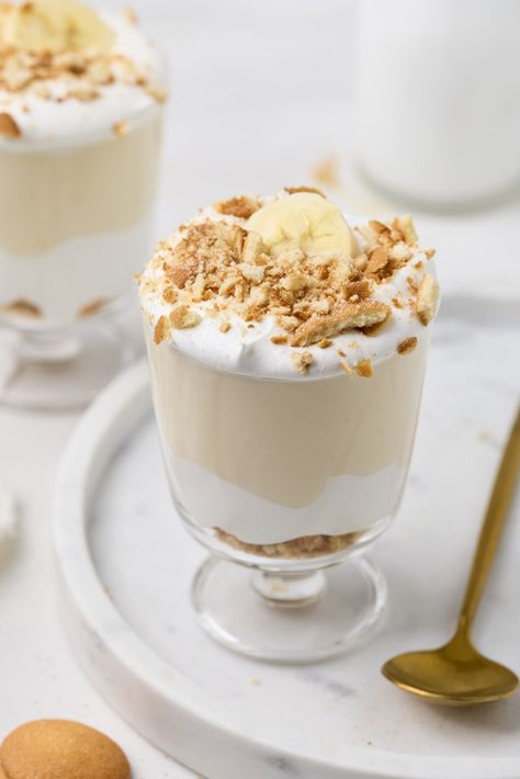 High Protein Banana Pudding - Healthy Little Peach Banana Pudding Breakfast, Clean Food Crush Dessert, High Protein Banana Pudding, Cottage Cheese Banana Pudding, Banana Pudding Healthy, Protein Banana Pudding, Ways To Get Protein, Keto Banana Pudding, Healthy Banana Pudding