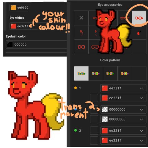 Pony Town Wings On Head, Pony Town Face Tutorial, Ponytown Eyes Tutorial, Apple Jack Pony Town, Pony Town Shading Tutorial, Pony Town Eyes Tutorial, Ponytown Eyes Ideas, Pony Town Tips, Pony Town Pony Ideas