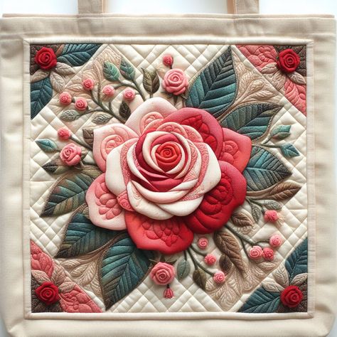 Tote Bags Design, Patchwork Quilting Designs, Fabric Covered Boxes, Applique Work, Japanese Quilts, Applique Quilt Patterns, Quilted Tote Bags, Crochet Quilt, Floral Patchwork