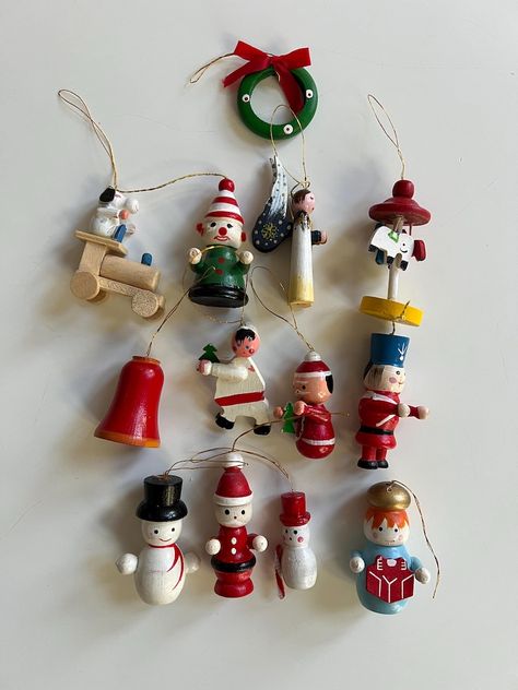 Vintage Christmas Ornaments Set 13 Wooden Christmas Tree Ornaments Vintage Ornaments Wood Ornaments Trinkets Vintage, Retro Christmas Ornaments, Wooden Christmas Tree Ornaments, Ornaments Wood, Ornaments Christmas Tree, Wooden Christmas Tree, Ornaments Vintage, Vintage Baby Clothes, Wooden Christmas Ornaments