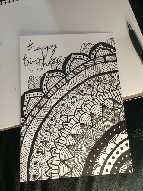 Mandala Birthday Card Birthday Mandala Art, Mandala Art Best Friend, Mandala Art For Best Friend, Mandala Art For Birthday Gift, Mandala Drawing For Birthday, Half Mandala Drawing, Happy Birthday Mandala, Happy Birthday Mandala Art, Mandala Art Birthday Card