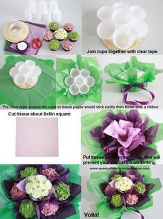 How to Make Simple Cupcake Bouquet - Queen of Hearts Couture Cakes Cupcake Bouquet Diy, Cupcake Bouquet Tutorial, Cupcakes Bouquet, Bouquet Cupcakes, Cupcakes Flores, Cupcake Flower Bouquets, Cupcake Flower, Elegant Cupcakes, Cake Bouquet