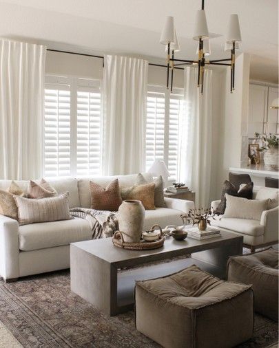 LIKEtoKNOW.it Living Room Shutters, Shutters Living Room, Family Room Windows, Window Curtains Living Room, Living Room Window, Living Room Blinds, Living Room Drapes, Window Treatments Living Room, Room Window