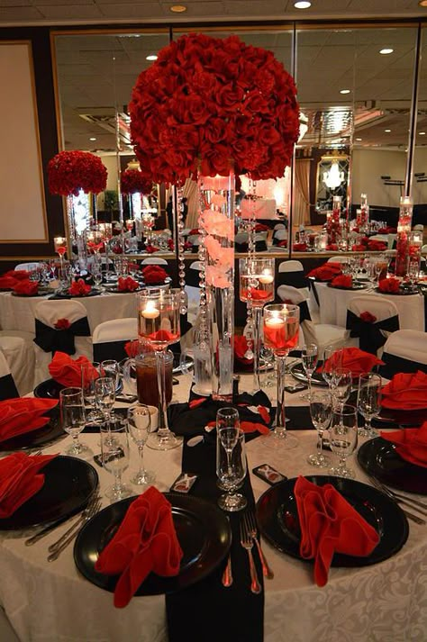 Maskerade Quinceanera Ideas, Black And Red Themed Wedding, Quince Masquerade Theme, Red And Black Wedding Ideas On A Budget, Casino Theme Quince, Red Roses Theme Quincenera, Debut Theme Ideas 18th Black And Red, Red Sweet 16 Theme, Red Quince Venue Ideas