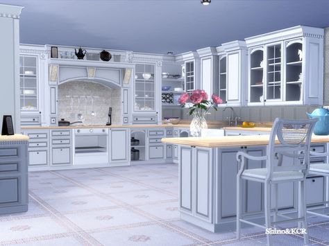 Elegant Kitchen Furniture inspired by Clive Christian - also in a rustical and grunge Version Found in TSR Category 'Sims 4 Kitchen Sets' Sims 4 Rooms, Sims 4 Kitchen, Sims 4 House Plans, Sims 4 House Design, Sims 4 Furniture, Casas The Sims 4, Sims 4 Ideas, Sims Houses, Sims Building