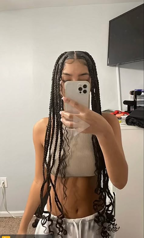 Mixed People With Braids, Mixed Race Braided Hairstyles, 2 Braid Extensions, Braids Ideas For White Women, Mixed Women Braids, Puerto Rican Box Braids, Cute Braids For Mixed Women, Braid Hairstyles For Mixed Women, Braid Inspo Mixed Girl