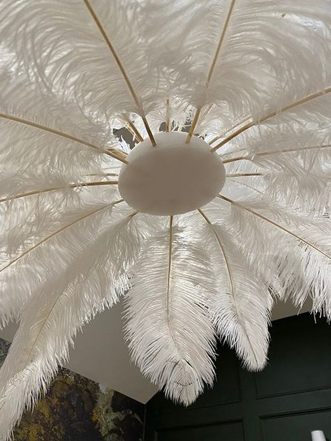 Faux Chandelier, Magic Light Trick, Diy Feather, Feather Chandelier, Jenna Sue Design, Feather Lamp, Feather Centerpieces, Jenna Sue, Diy Ceiling