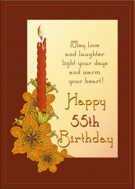 Happy 55th Birthday Tiger Lily Candle card Happy 94th Birthday, Happy 87th Birthday, Happy 91st Birthday, Happy 89th Birthday, Happy 68th Birthday, Happy 57th Birthday, Happy 47th Birthday, Happy 58th Birthday, Happy 59th Birthday