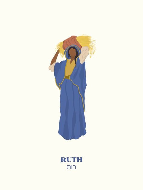 This minimalist portrait of Ruth is a great visual reminder of the faith and strength this woman posesed! This simple version of the poster displays just rhe name Ruth- in both English and Hebrew! Bible Ruth Story, Ruth Bible Verse, Made New In Christ, Scripture Illustration, Ruth Bible, The Story Of Ruth, Biblical Characters, Words From The Bible, Ruth And Naomi