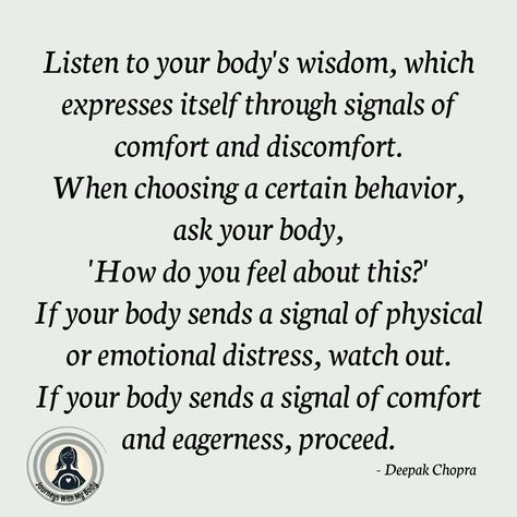 ✨ Listen to your body's wisdom 🌿 It speaks to you through signals of comfort and discomfort 🙌 When making decisions, check in with your body and ask, 'how do you feel about this?' 🧘     ➡️ Comment "Invite" below,  and I will give you a complimentary 🆓 membership to My Skool Community   Journeys with My Body is for you if you want to: • Cultivate compassionate self-talk 🩷 • Explore body-positive practices • Celebrate body diversity and uniqueness Listen To Your Body Quotes, Body Quotes, Body Wisdom, Holistic Care, Feeling Disconnected, Accountability Partner, Body Confidence, Energy Work, Loving Your Body