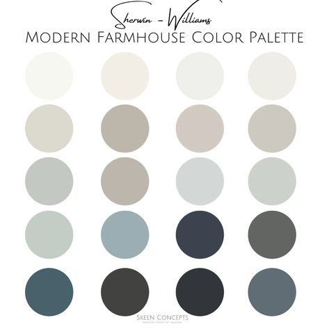 Sherwin Williams Modern Farmhouse Color Palette Professional | Etsy Modern Farmhouse Color Palette, Interior Paint Color Palette, Color Palette For Home, Modern Farmhouse Paint Colors, Farmhouse Color Palette, Farmhouse Color Scheme, Interior Paint Palettes, House Color Palette, Farmhouse Color