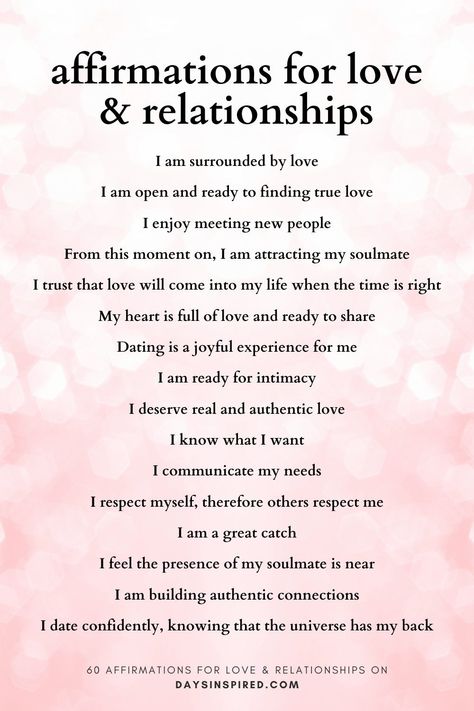 Manifesting Relationships, Affirmations For Love, Deserve Love, Love And Relationships, Attract Love, Daily Positive Affirmations, Morning Affirmations, Law Of Attraction Affirmations, Finding True Love