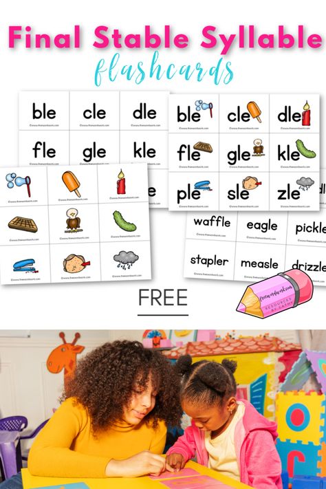 Try these final stable syllable flashcards as a tool to help your children practice words containing final stable syllables. Final Stable Syllable Activities Free, Final Stable Syllable, Activities For Prek, Syllables Activities, Phonics Flashcards, Curriculum Lesson Plans, Picture Clues, Esl Teaching Resources, Teacher Freebies