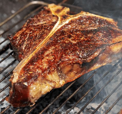 T-Bone vs Porterhouse Steak - What's the Difference? - Own The Grill Grilled Porterhouse Steak, Grilled Ribeye Steak, Grilled Ribeye, Porterhouse Steak, Meat Steak, T Bone Steak, Hot Dishes, T Bone, Ribeye Steak