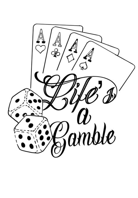 Lifes A Gamble Tattoo, Half Sleeve Tattoos Sketches, Half Sleeve Tattoo Stencils, Loyalty Tattoo, Card Tattoo Designs, Tatoo Inspiration, Cool Tattoo Drawings, Tattoos Mandala, Tattoo Outline Drawing