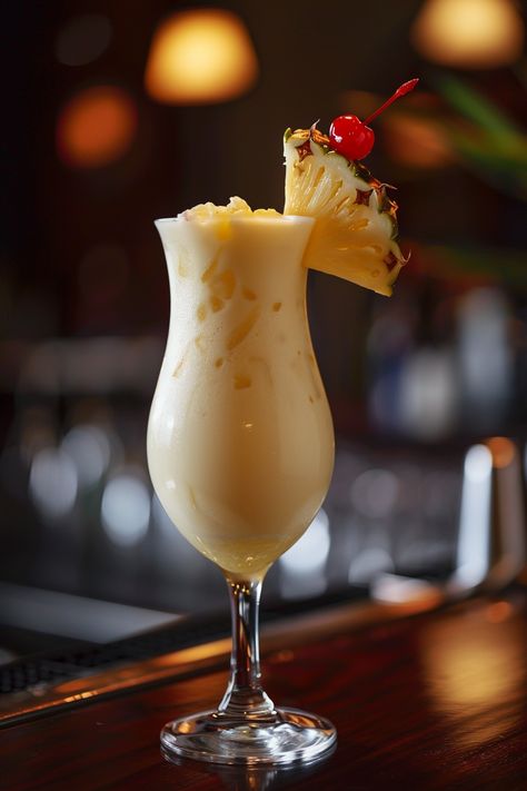 Escape to a tropical paradise with this refreshing twist on a classic. Engagement Cocktails, Pina Coloda, Wedding Food Buffet, Paradise Cocktail, Pina Colada Cocktail, Sake Cocktail, Beautiful Drinks, Food References, Coffee Artwork