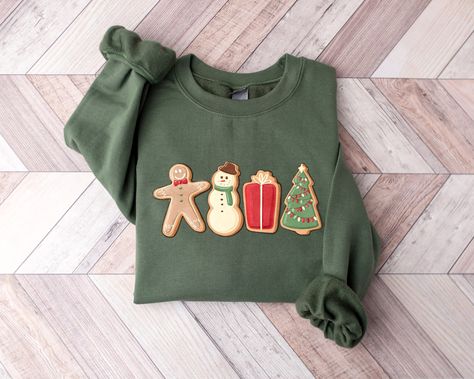 Cute Gingerbread Cookies, Gingerbread Shirt, Merry Christmas Cute, Cute Christmas Cookies, Cats Shirt, Womens Christmas, Lover Sweatshirt, Christmas Crewneck, Matching Sweatshirts