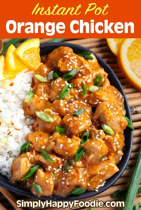 Making delicious Instant Pot Orange Chicken is a great way to have a takeout meal at home on busy weeknights. This easy dinner recipe is full of flavor and quick to make. With tender chicken and flavorful sauce this is a dish that the whole family will love, even your picky eaters will enjoy this tasty Instant Pot dinner idea. simplyhappyfoodie.com, instant pot dinner ideas, pressure cooker orange chicken Instant Pot Orange Chicken Marmalade, Instant Pot Orange Chicken, Fast Crockpot Meals, Instant Pot Dinner Ideas, Simply Happy Foodie, Instant Pot Lasagna, Takeout Recipes, Easy Pressure Cooker Recipes, Recipe Instant Pot