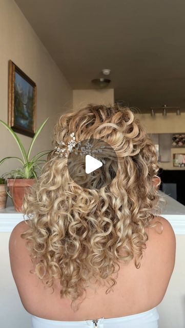 Sierra Miller on Instagram: "Which Curly Bridal hairstyle are you choosing?   Comment a “🤍” and I’ll send you a link to a similar hair accessory!  They’re equally effortless and elegant, made tasteful with a single jeweled accessory. This is your sign to wear your natural curls for your wedding. Where are my 2025 brides?? • • • #curlyhair #curls #curlygirl #curlyhaistyles #hairinspo #hairfashion #hairideas #curlyhairdontcare #bridalhair #bridal #bridalhairstyles #bridalhairstyle #curlybride #naturalcurls #naturalhair #naturalhairstyles" Natural Curly Hair Half Up Half Down Wedding, Wedding Natural Curly Hairstyles, Wedding Hair Styles For Curly Hair, Natural Curly Bridal Hairstyles, Curly Hair Bride Hairstyles, Naturally Curly Hairstyles For Wedding, Bride Curly Hairstyles, Bridal Curly Hairstyles, Natural Curly Wedding Hairstyles