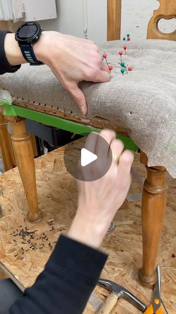 How To Upholster A Chair, French Chairs Upholstery, Reupholster Chair Diy, Upholstery Fabric Projects, Chair Reupholstery, Furniture Transformation, Diy Furniture Upholstery, Purple Wall Decor, Upholstery Trends