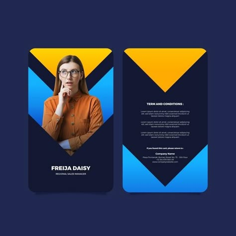 Front and back vertical id card template... | Free Vector #Freepik #freevector #business #card #template #office Modern Id Card Design, Id Card Design Creative, Office Id Card Design, Id Layout, Id Card Design Template, Id Card Photo, Identity Card Design, Employee Id Card, Id Card Lanyard