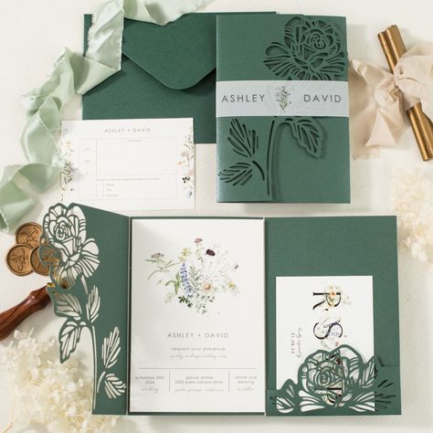 Card TypeDimensionCardstockPrinting MethodLaser Cut Wrap5.00 x 7.28 in (w x h)No.184 Emerald Green/Outer envelope5.24 x 7.48 in(w x h)No.010 Ivory Shimmer/Printed invitation4.72 x 7.09 in (w x h)No.339 WhiteDigital PrintingBelly Band13.39 x 1.38 in (w x h)No.358 White Matte Vellum Paper 180gsm/66lbDigital PrintingEnvelope for RSVP Card5.12 x 3.82 in (w x h)No.010 Ivory Shimmer/RSVP Card3.50 x 5.00 in (w x h)No.339 WhiteDouble-side Digital printing Wedding Invitations Shutterfly, Wedding Invitation No Flowers, Wedding Invitation Templates Forest, Emerald Green And White Wedding Invitations, Wedding Invites With Flower, Unique Wedding Invitations Simple, Wedding Invitations No Rsvp, Wedding Invitations Greenhouse, Unique Wedding Invitation Wording Zazzle