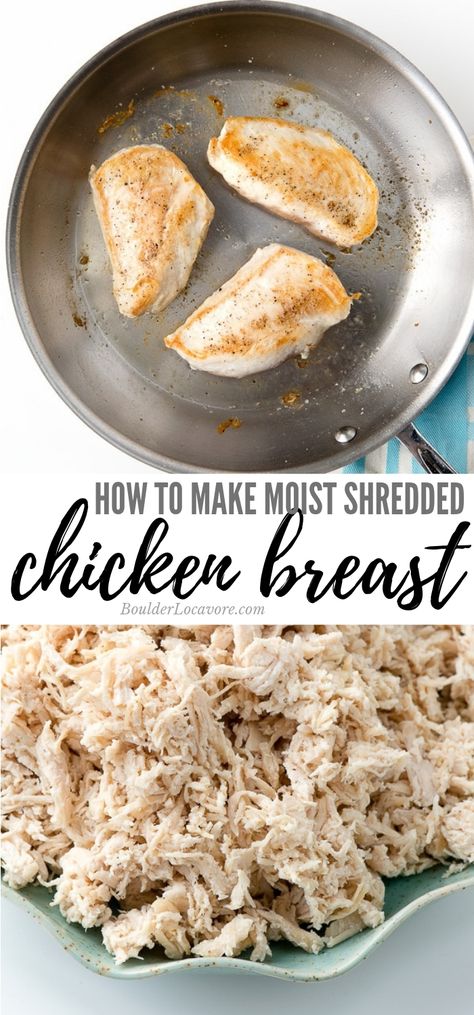 How to Make Moist Homemade Shredded Chicken Breast with a **fun trick** for no mess! An easy recipe that is fast too. You'll love the chicken breast recipe even without shredding. #easyrecipe #chicken #fastrecipe #Mexican #basicrecipe #glutenfree Homemade Shredded Chicken, Shredded Chicken Breast Recipes, Moist Chicken Breast, Braised Chicken Breast, Easy Shredded Chicken, Make Shredded Chicken, Marsala Chicken Recipes, Ways To Cook Chicken, Chicken Breast Recipe