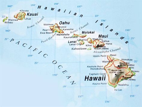 map of hawaiian islands | Islands of Hawaii Map Lihue Kauai, Hawaiian Islands Map, Map Of Hawaii, Honolulu Beach, Hawaiian Honeymoon, Hawaii Vacation Tips, Big Island Travel, Hawaiian Tattoos, Early Explorers