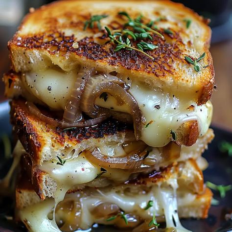 French Onion Grilled Cheese Meatball Grilled Cheese, Cheese And Onion Toast, Swiss Cheese Recipes Main Dishes, French Toast Grilled Cheese, French Bread Sandwich Recipes, Grilled Swiss Cheese Sandwich, Brioche Grilled Cheese, French Sandwich Recipes, Fancy Grilled Cheese Recipes