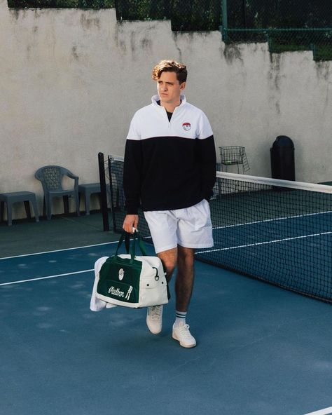 Prince Sports (@princesports) • Instagram photos and videos Vintage Tennis Outfits Men, Sporty Elegant Style, Tennis Fashion Editorial, Country Club Dress, Tennis Photoshoot, 90s Sport, Men 90s, Tennis Outfits, Sportswear Outfits