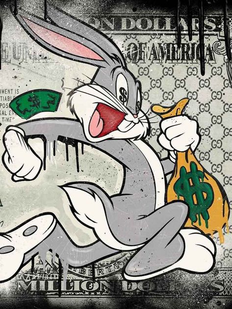 Bugs Bunny Art, Bugs Bunny Drawing, Pop Culture Tattoos, Dagobert Duck, Culture Tattoos, Trill Art, Graffiti Cartoons, Dope Cartoon Art, Grunge Art