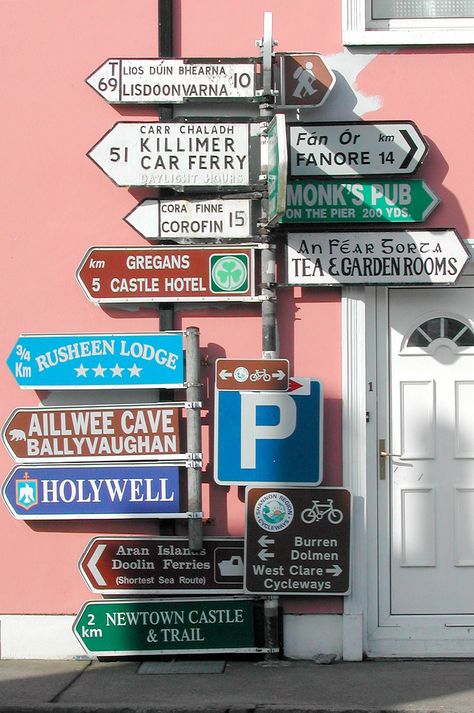 Magical Ireland, Irish Sayings, Funny Road Signs, Clare Ireland, Storefront Signs, County Clare, Castle Hotel, Irish Eyes, Beautiful Typography