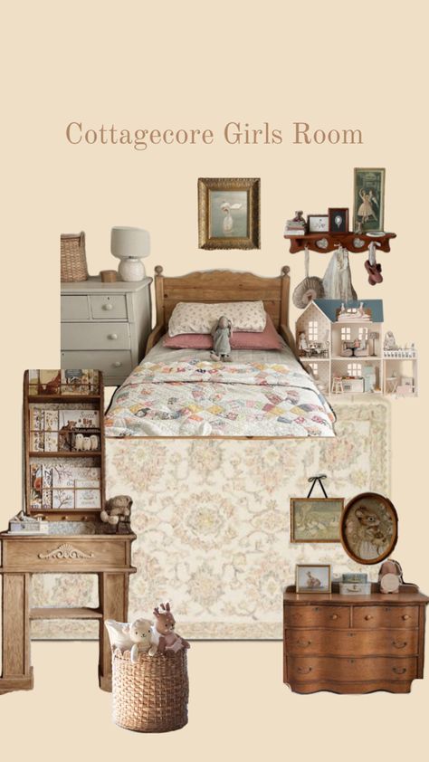 Cottagecore Girls Bedroom Cottage Core Vintage Bedroom, Cottagecore Bedroom Simple, Toddler Girl Vintage Bedroom, Cottage Toddler Girl Room, Farmhouse Toddler Girl Room, Coquette Toddler Room, Vintage Inspired Girls Room, Cottagecore Girls Bedroom, Kids Cottage Bedroom