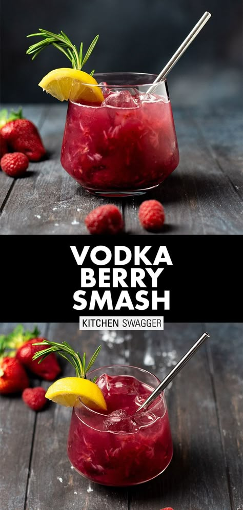 Vodka Smash, Berry Cocktail, Strawberries And Raspberries, Summer Vodka Cocktails, Raspberry Cocktail, Strawberry Cocktails, Strawberry Vodka, Raspberry Vodka, Vodka Lemonade