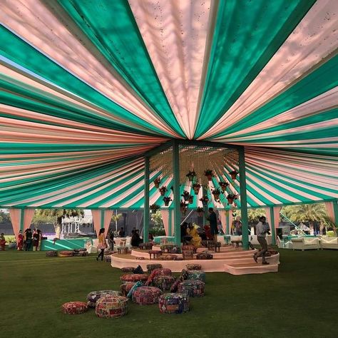 Photo of A pink and green tent decor at a day wedding Indian Wedding Decorations Receptions, Wedding Tent Decorations, Mandap Decoration, Engagement Stage Decoration, Haldi Decoration, Reception Games, Wedding Reception Games, Mehendi Decor, Wedding Decor Photos