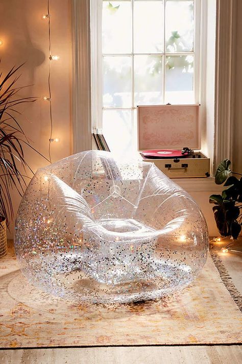 Trixie Inflatable Chair #trendy #chair #dorm #teen #glitter #confetti #sparkle #unicorn Inflatable Chair, Teen Girl Bedroom, Dekorasi Kamar Tidur, Girl Bedroom Designs, Teen Room Decor, Teen Bedroom Decor, Girl Bedroom Decor, Cute Room