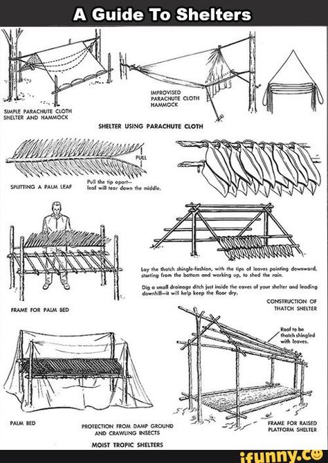 Picture memes Ibp85Zi23 by SurvivalHacks: 2.5K comments – popular memes on the site iFunny.co Fort Ideas, Tarp Shelters, Bushcraft Shelter, Auto Camping, Survivor Quotes, Camp Crafts, Survival Life Hacks, Apocalypse Survival, Bushcraft Camping