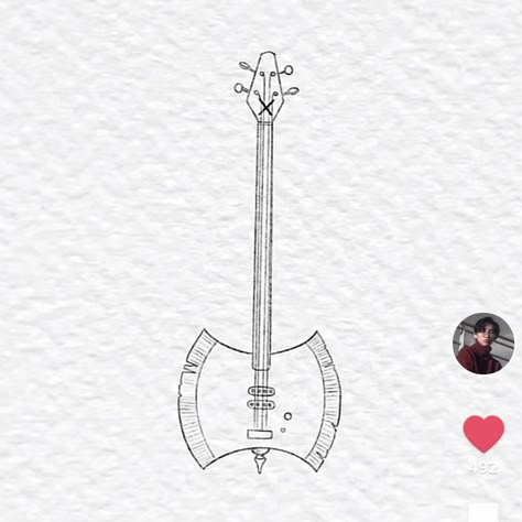 Marceline's Bass Guitar Tattoo, Marceline Bass Guitar Tattoo, Marceline And Bubblegum Matching Tattoos, Bubblegum And Marceline Tattoo, Marceline Guitar Drawing, Marceline The Vampire Queen Tattoo, Pb And Marceline Tattoo, Marceline Bass Guitar, Adventure Time Tattoo Ideas Marceline